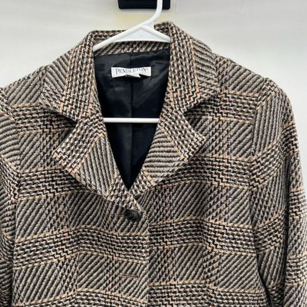 Pendleton Brown Chevron Suit Jacket Blazer Size 6… - image 2